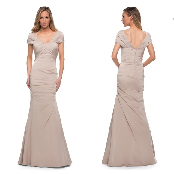 NWT La‎ Femme Nude Pleated Mother of the Bride Dress - Picture 1 of 8